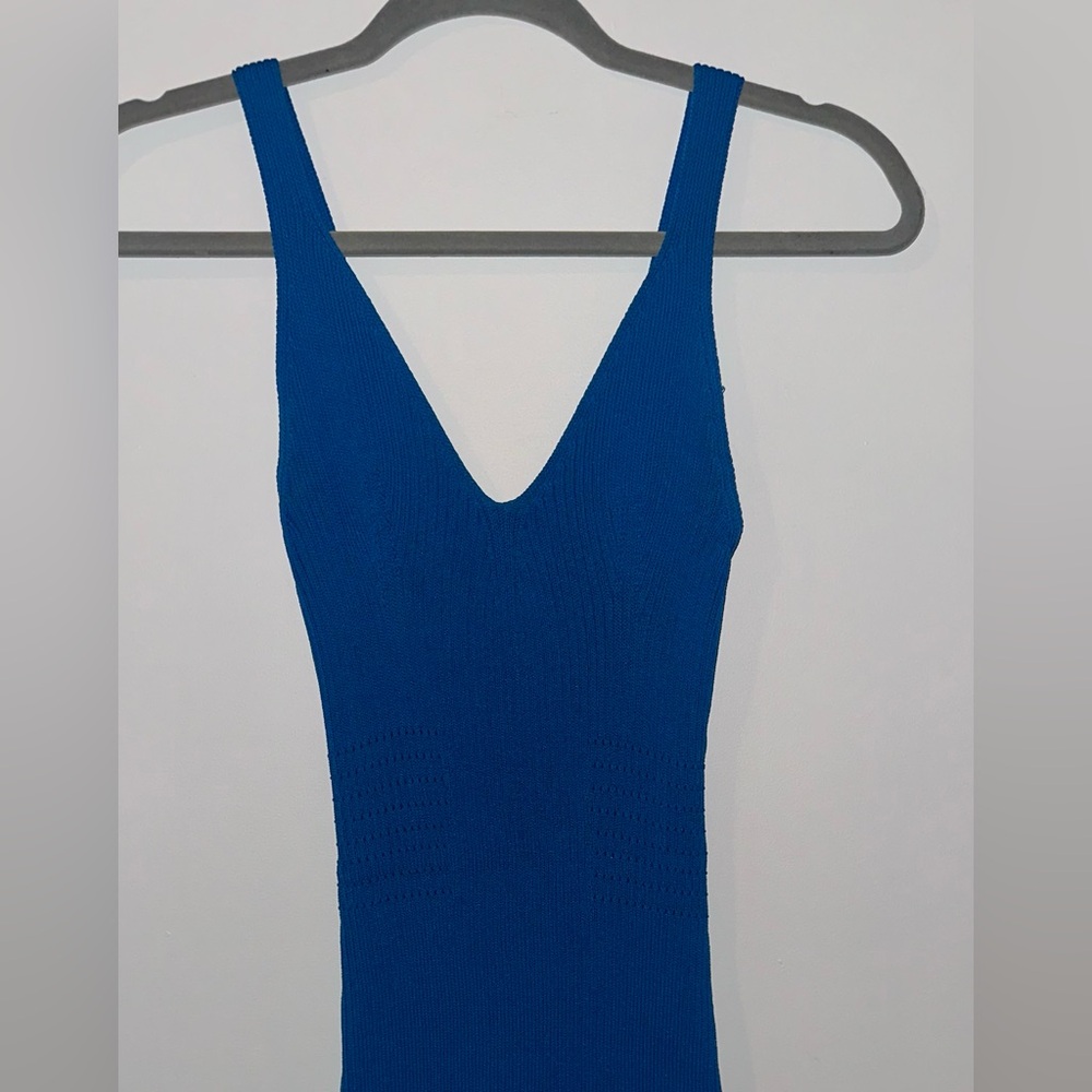 GUESS Blue Knit Ribbed Dress - Picture 2 of 5